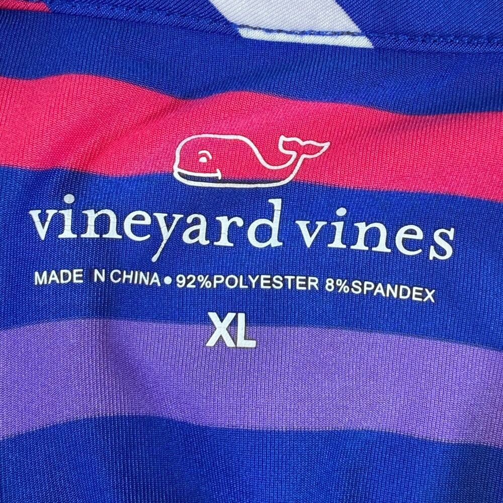Vineyard Vines Men's XL Blue Green Striped Short Sleeve Performance Golf Polo - Picture 3 of 7